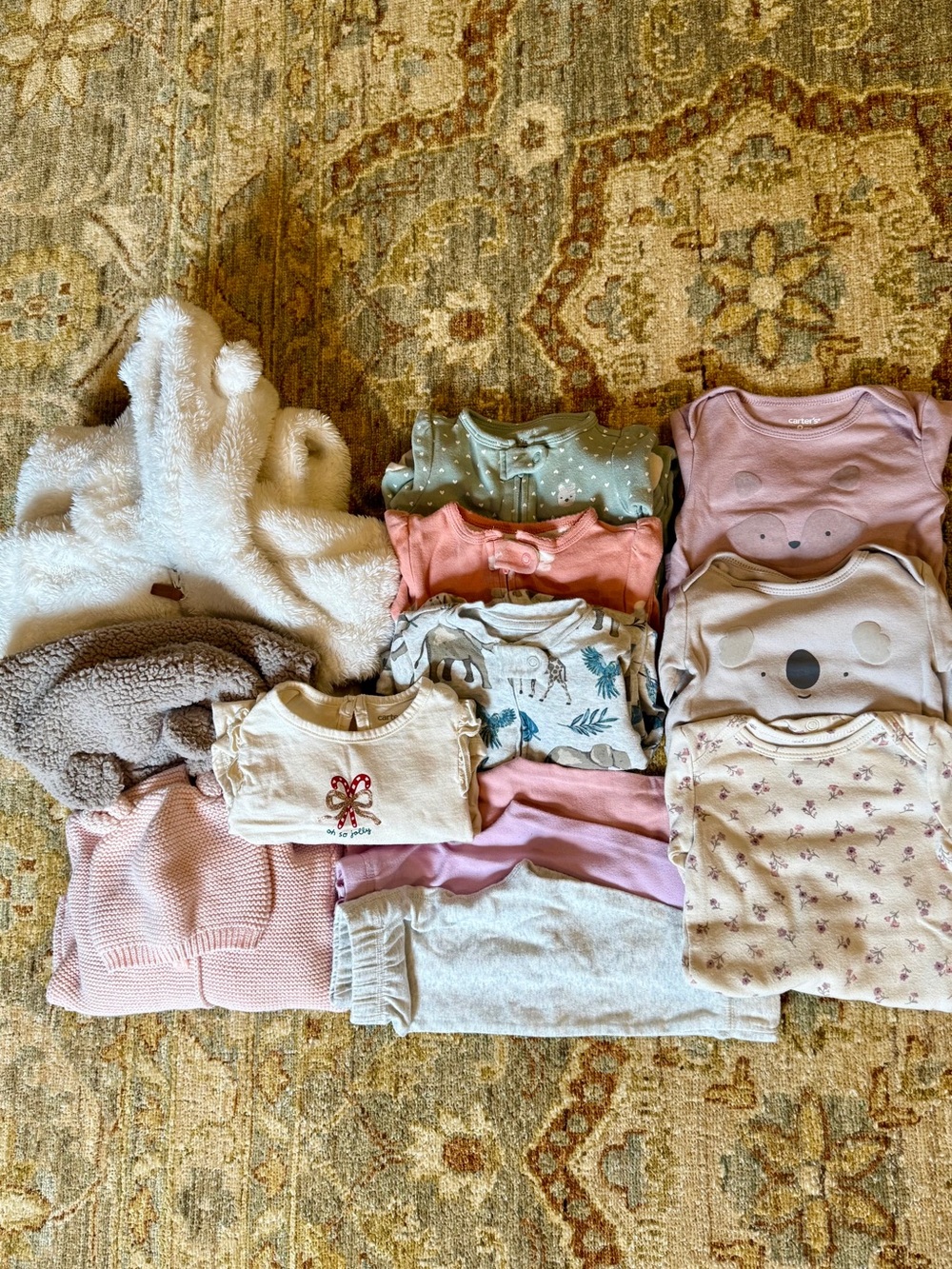 Baby Girl Fall/Winter Clothing Bundle | 9 M | Cozy Sleepers, Onesies & Outerwear